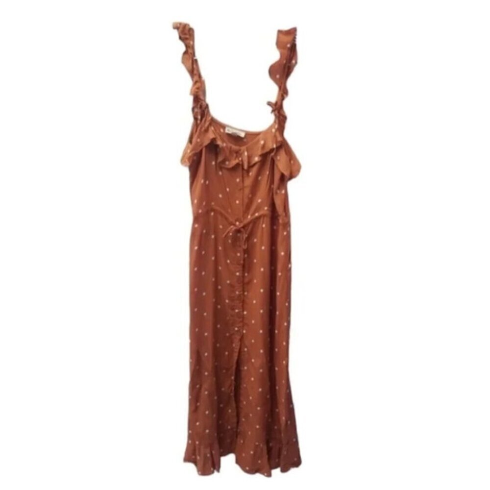 For Love and Lemons Natalia Midi Polka Dot Orange Saffron Dress XS - Picture 8 of 16